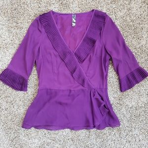 Mia Via Purple V Neck Bell Slevee Top